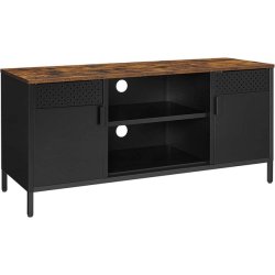 TV-b�nk - TV-bord i rustik brun tr� og sort st�l 80 x 40 x 76
