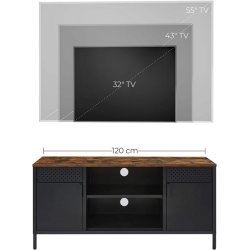 TV-b�nk - TV-bord i rustik brun tr� og sort st�l 80 x 40 x 76