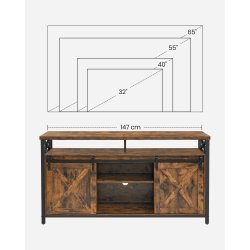 TV-bord til 65" - rustik brun - 147 x 40 x 76 cm