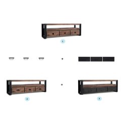 TV-bord - TV-m�bel HayFay Loft 155 cm - TV-b�nk i massiv rosentr�