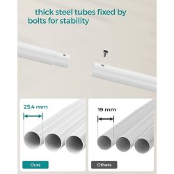 Tjstativ p hjul - dobbelt tjskinne hvid 103,5 x 52,5 x 155