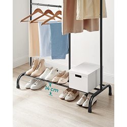 T�jstativ med skohylde - garderobestativ - sort 105x50x195 cm