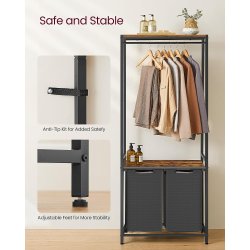 Vasket�jskurve med t�jstativ - garderobestativ - rustik brun