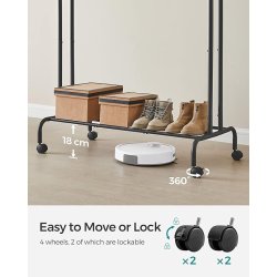 Tjstativ p hjul - dobbelt tjskinne sort 103,5 x 52,5 x 155