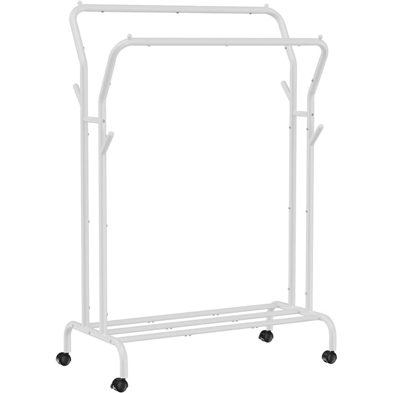 Tjstativ p hjul - dobbelt tjskinne hvid 103,5 x 52,5 x 155
