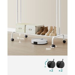 Tjstativ p hjul - dobbelt tjskinne hvid 103,5 x 52,5 x 155