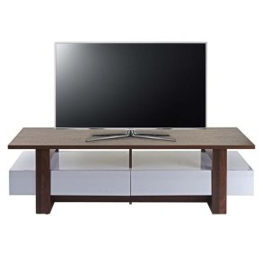 Tv-bord - Tv-m�bel i h�jglans hvid og 3D valn�d look - 46 x 150 x 45 cm