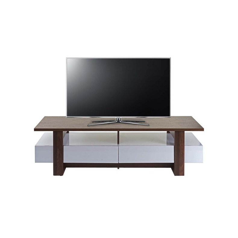 Tv-bord - Tv-møbel i højglans hvid og 3D valnød look - 46 x x 45 cm TV - Daily-Living.dk