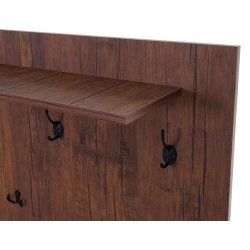 V�gh�ngt knager�kke - garderobe med 5 knager og hylde - 3D ege struktur