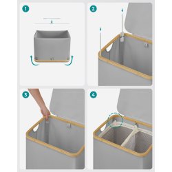 Vasket�jskurv med 2 rum - 2 vasket�jsposer - 130 liter - gr�