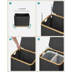 Vasket�jskurv med 2 rum - 2 vasket�jsposer - 130 liter - sort