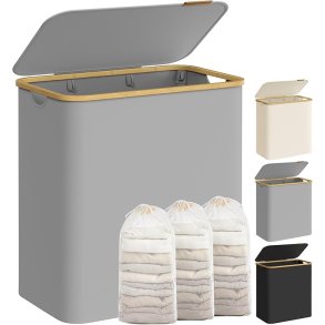 Vasketjskurv med 3 rum - 3 vasketjsposer - 150 liter - gr