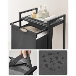 Vasketjskurv med aftagelig vasketjspose 65L - gr 50 x 33 x 72 cm