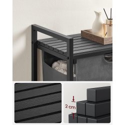 Vasketjskurv med aftagelig vasketjspose 65L - gr 50 x 33 x 72 cm