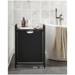 Vasketjskurv med aftagelig vasketjspose 65L - rustik brun 50 x 33 x 72 cm