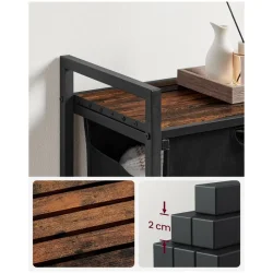 Vasketjskurv med aftagelig vasketjspose 65L - rustik brun 50 x 33 x 72 cm