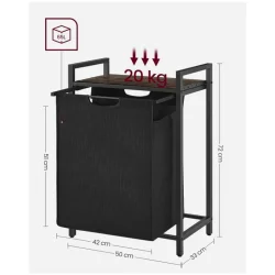 Vasketjskurv med aftagelig vasketjspose 65L - rustik brun 50 x 33 x 72 cm