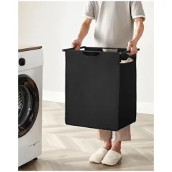 Vasketjskurv med aftagelig vasketjspose 65L - rustik brun 50 x 33 x 72 cm