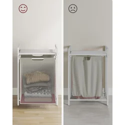 Vasketjskurv med aftagelig vasketjspose 65L - hvid 50 x 33 x 72 cm