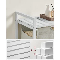 Vasketjskurv med aftagelig vasketjspose 65L - hvid 50 x 33 x 72 cm