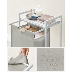 Vasketjskurv med aftagelig vasketjspose 65L - hvid 50 x 33 x 72 cm