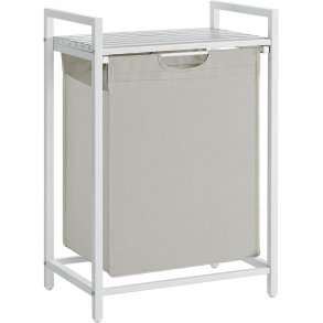 Vasketjskurv med aftagelig vasketjspose 65L - hvid 50 x 33 x 72 cm