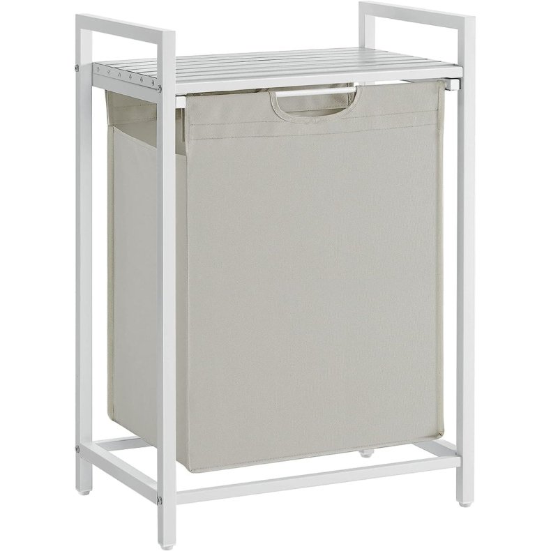 Vasketjskurv med aftagelig vasketjspose 65L - hvid 50 x 33 x 72 cm