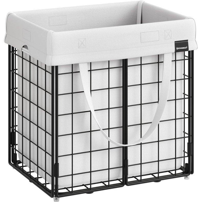 Vasketjskurv med aftagelig vasketjspose - 50 liter - hvid
