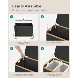 Vasket�jskurv med 3 rum - 3 vasket�jsposer - 150 liter - sort