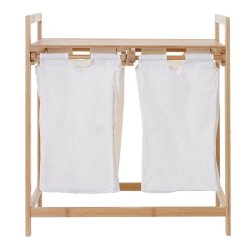 Vasketjskurv i bambus - 2 vasketjsposer - 70 liter - 74x64x33cm