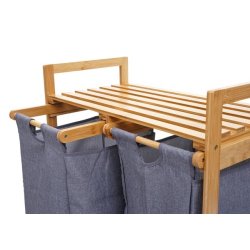 Vasketjskurv i bambus - 2 vasketjsposer - 70 liter - 74x64x33cm