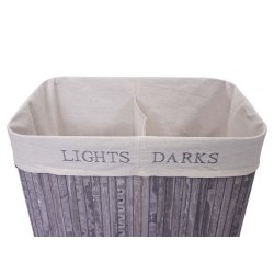 Vasketjskurv i bambus - 2 delt vasketjspose - 100 L - gr/bl