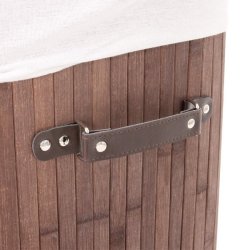 Vasketjskurv i bambus med vasketjspose - 70 liter - mrkebrun