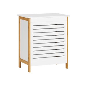 Vasket�jskurv i bambus og MDF, hvid og brun, 50x30x60