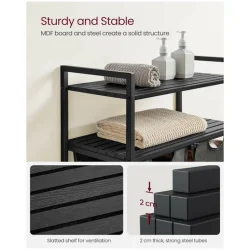 Vasketjskurv med 2 rum - 2 vasketjsposer - sorte hylder