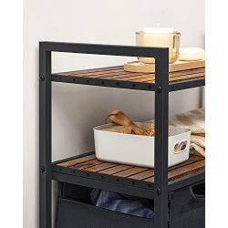 Vasketjskurv med 2 rum - 2 vasketjsposer - rustik brune hylder