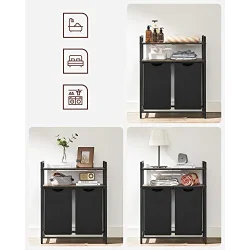 Vasketjskurv med 2 rum - 2 vasketjsposer - rustik brune hylder