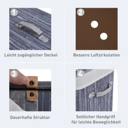 Vasketjskurv i bambus med vasketjspose - 100 liter - gr