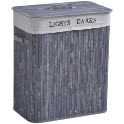 Vasketjskurv i bambus med vasketjspose - 100 liter - gr