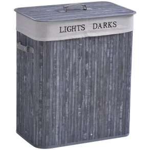 Vasketjskurv i bambus med vasketjspose - 100 liter - gr