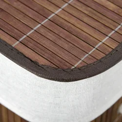 Vasketjskurv i bambus med vasketjspose - 100 liter - mrkebrun