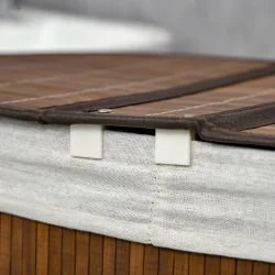 Vasketjskurv i bambus med vasketjspose - 100 liter - mrkebrun