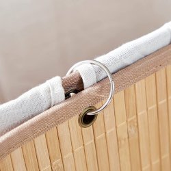 Vasketjskurv i bambus med vasketjspose - 70 liter - brun