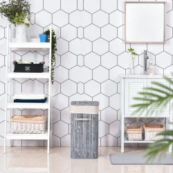 Vasketjskurv i bambus med vasketjspose - 70 liter - gr