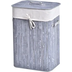 Vasketjskurv i bambus med vasketjspose - 70 liter - gr