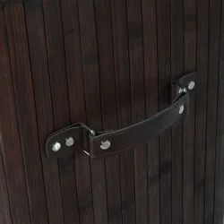 Vasketjskurv i bambus med vasketjspose - 70 liter - mrkebrun