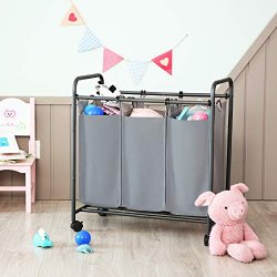 Vasketjskurve - vasketjsvogn p hjul med 3 aftagelige rum - gr