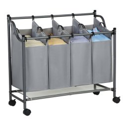 Vasketjskurve - vasketjsvogn p hjul med 4 aftagelige rum - gr