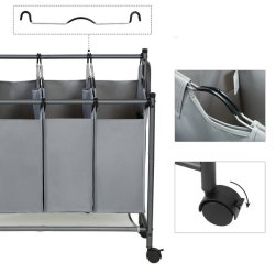 Vasketjskurve - vasketjsvogn p hjul med 4 aftagelige rum - gr