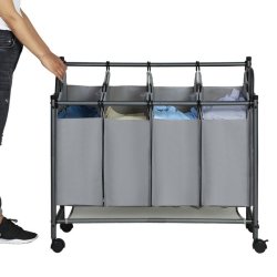 Vasketjskurve - vasketjsvogn p hjul med 4 aftagelige rum - gr